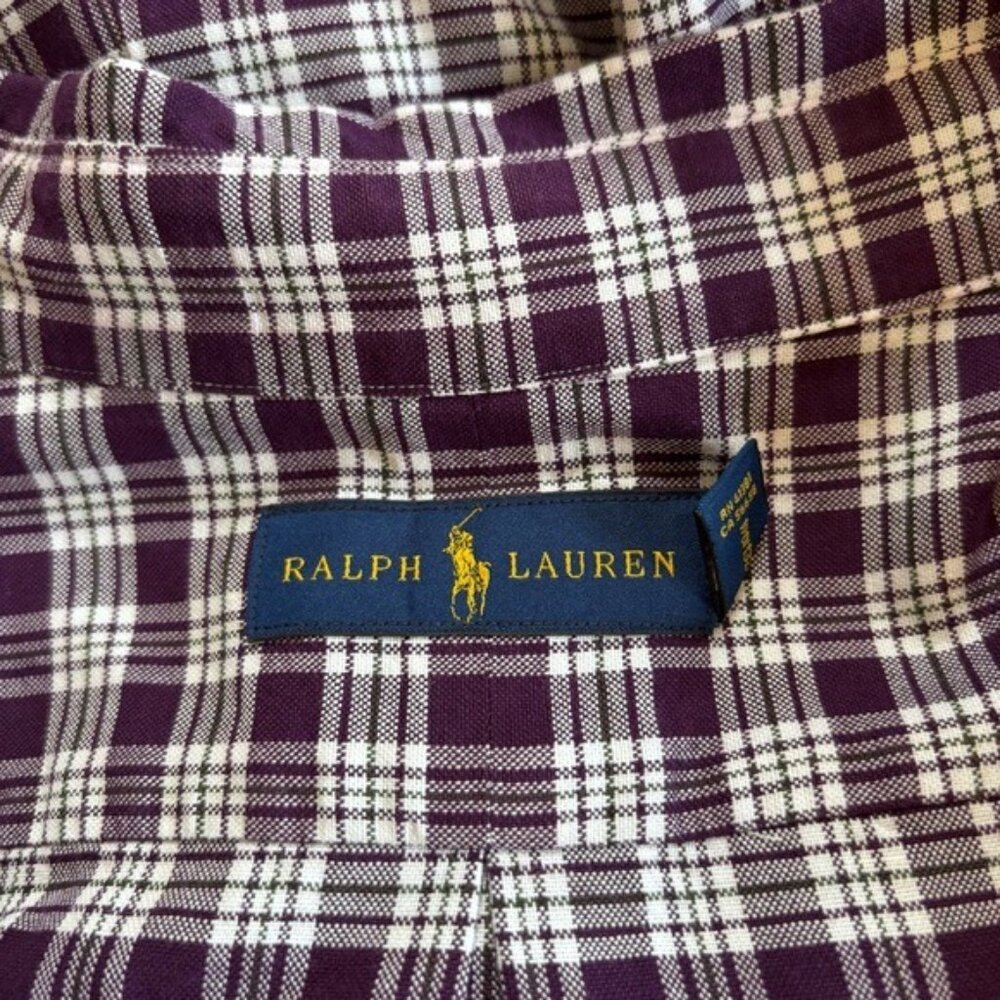 Ralph Lauren Mens Size 5XB Purple Plaid Button Down Shirt - Picture 6 of 7